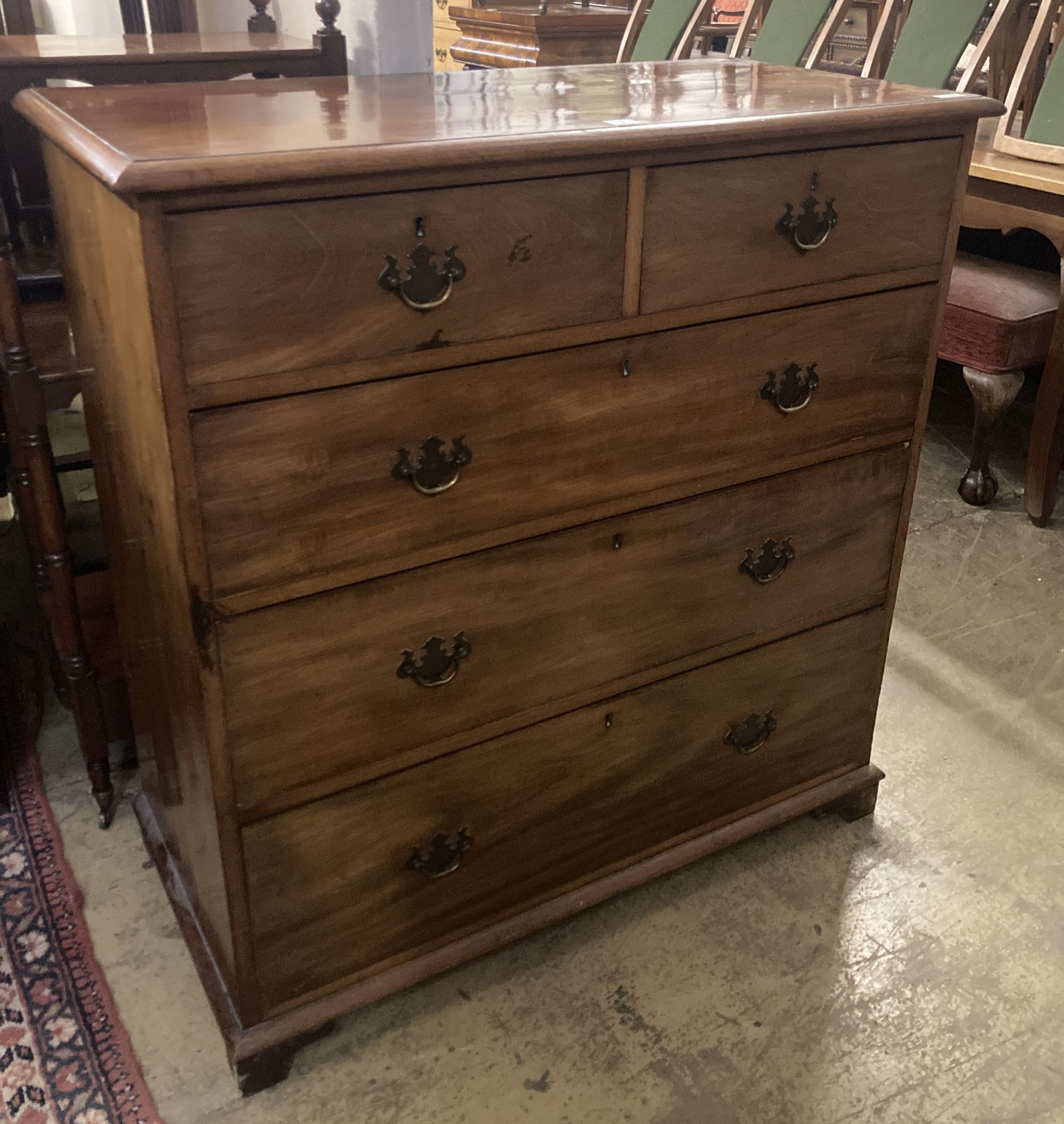 A Victorian mahogany chest of drawers, width 99cm depth 49cm height 104cm
